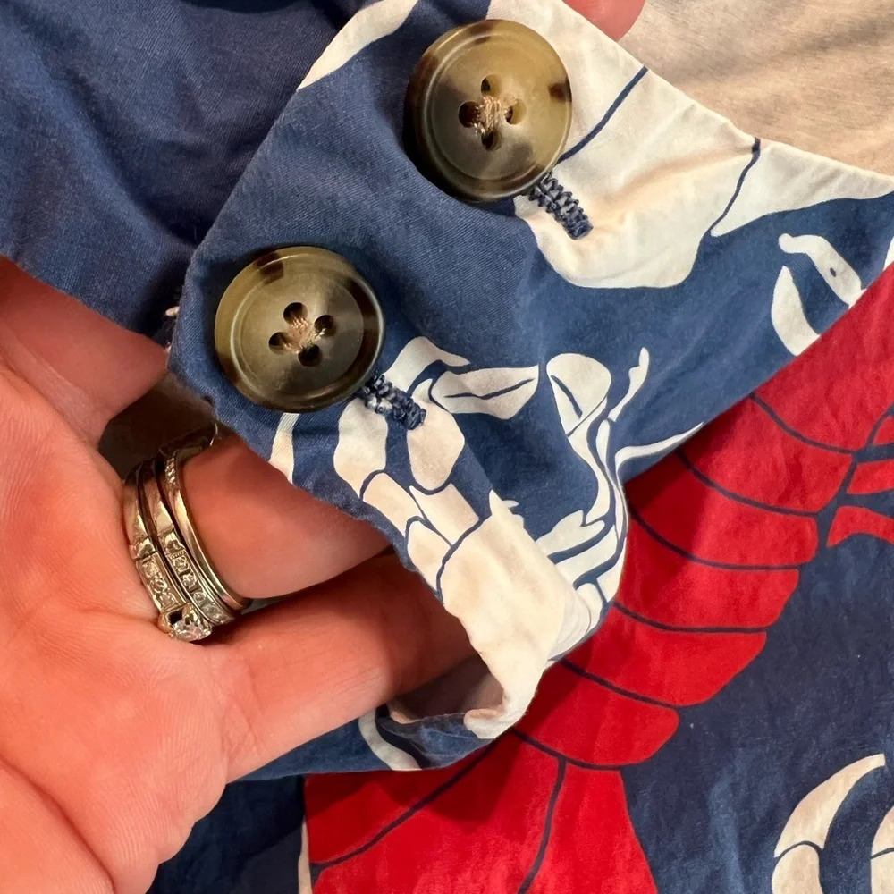 Classic Prep Crab Print Summer Jon Jon Overalls - Picture 4 of 5